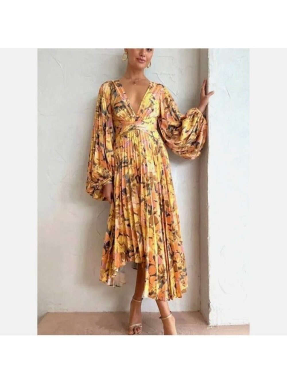 Acler Palms Dress in Kaleidoscope Floral Yellow, US6